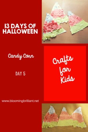 Crafts for Kids- Halloween Candy Corn Craft! Looking for a fun Halloween Craft for your kids? This Halloween Candy Corn Craft is both so simple and fun! #CraftsforKids #Preschool #Toddlers