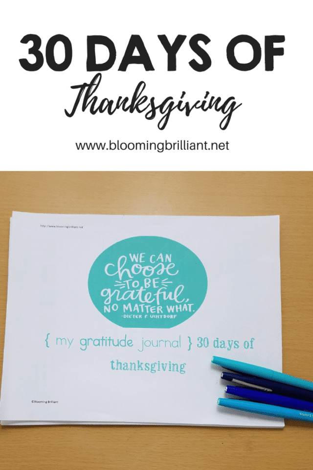 Practice Gratitude all month in November. Teach being thankful for 30 days of Thanksgiving with our printable thankful journal.