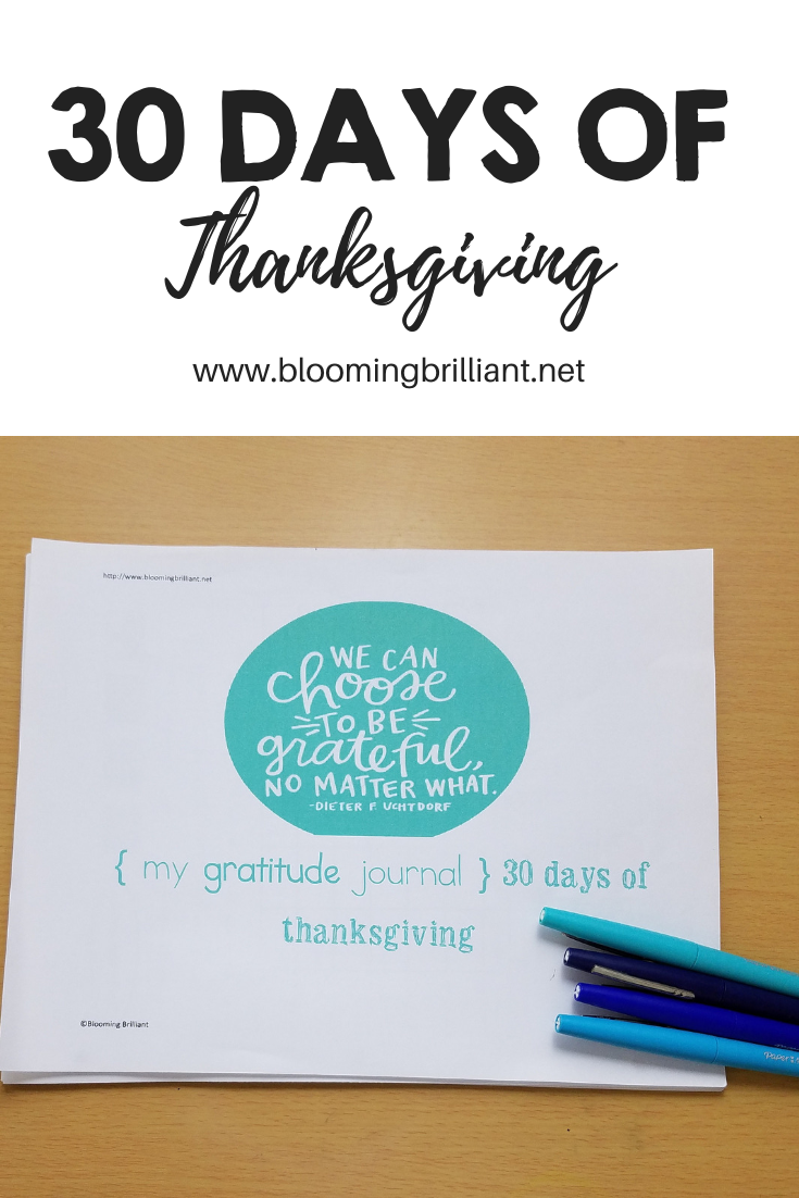 how Gratitude all month in November. Teach being thankful for 30 days of Thanksgiving with our printable thankful journal.