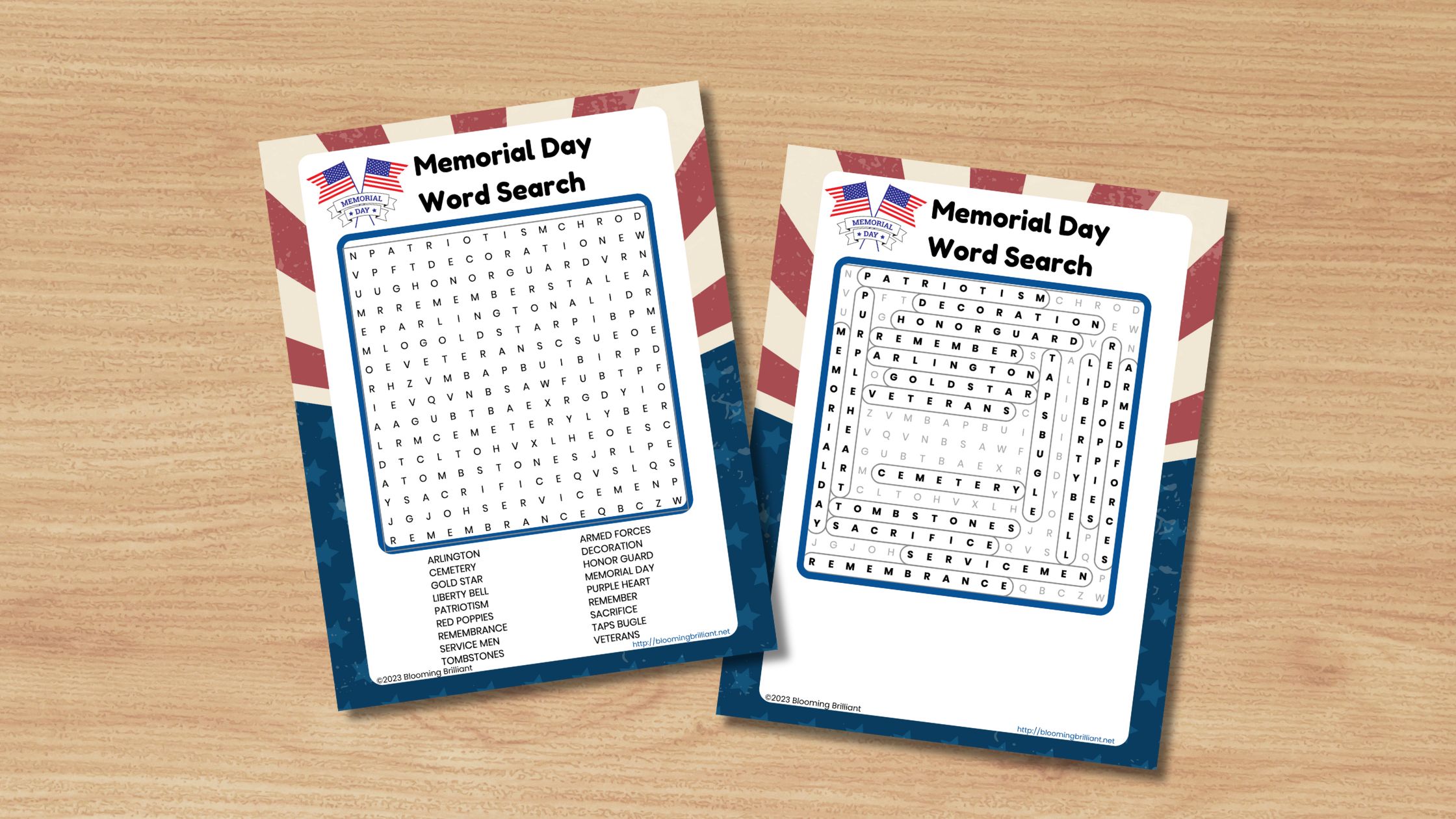 Printable Memorial Day Word Search Blog Banner